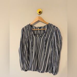 Old Navy Navy and White Striped Peasant Blouse
